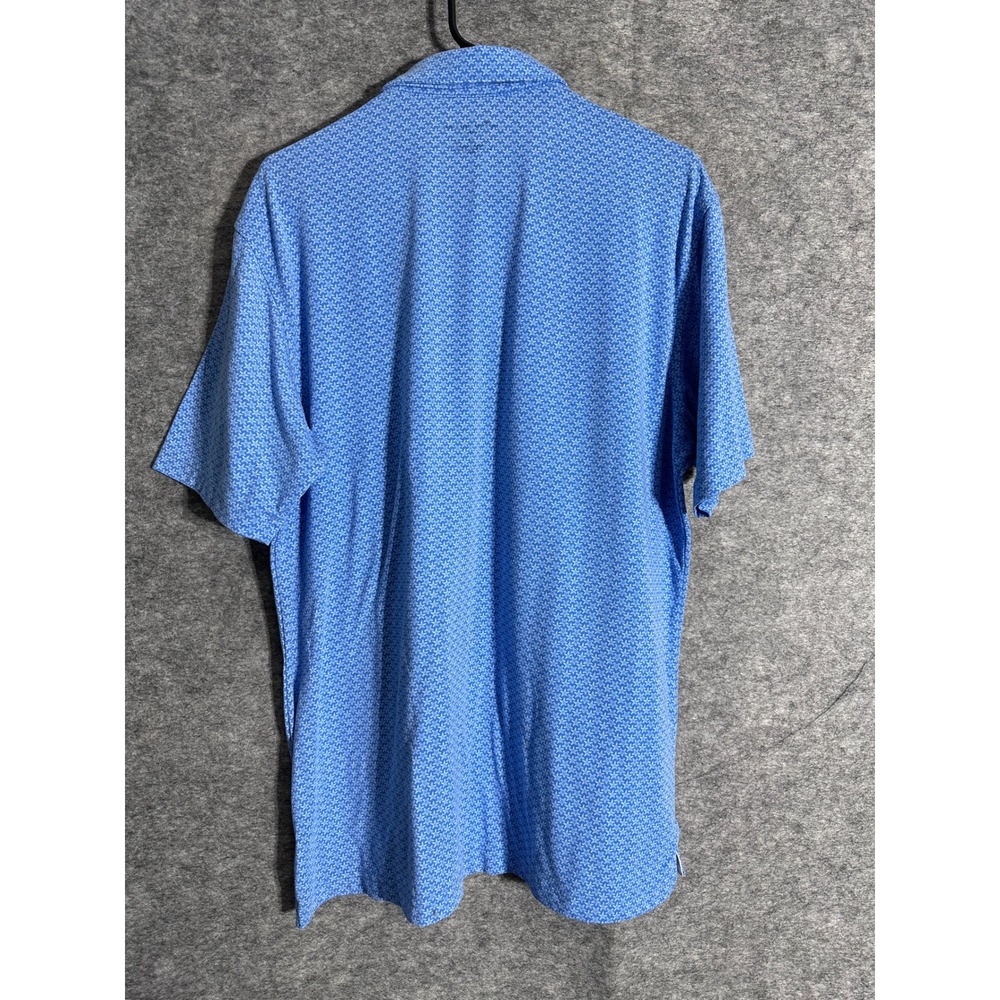 Peter Millar Seaside Performance Polo Shirt Mens Blue Star Print Size Large Golf - Picture 2 of 10